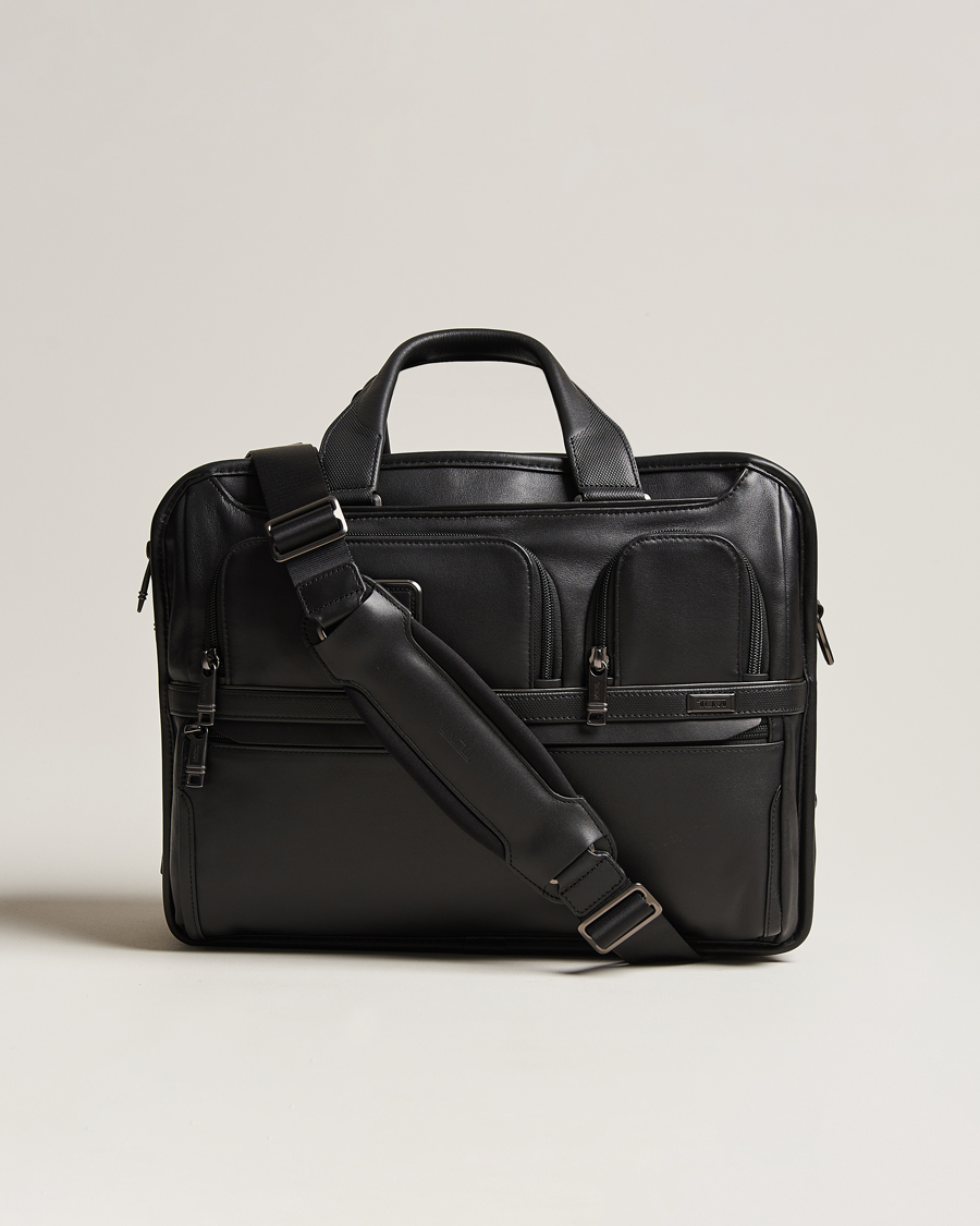 Hombres | TUMI Alpha 3 Exp Organizer Laptop Leather Brief Black | TUMI | Alpha 3 Exp Organizer Laptop Leather Brief Black