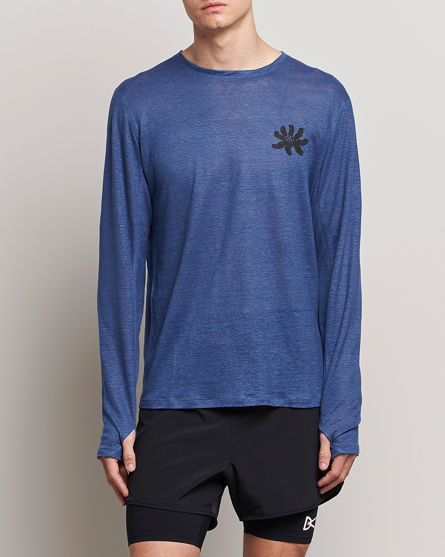 Hombres | Camisetas | District Vision | Suhka Hemp Long Sleeve T-Shirt Ocean Blue