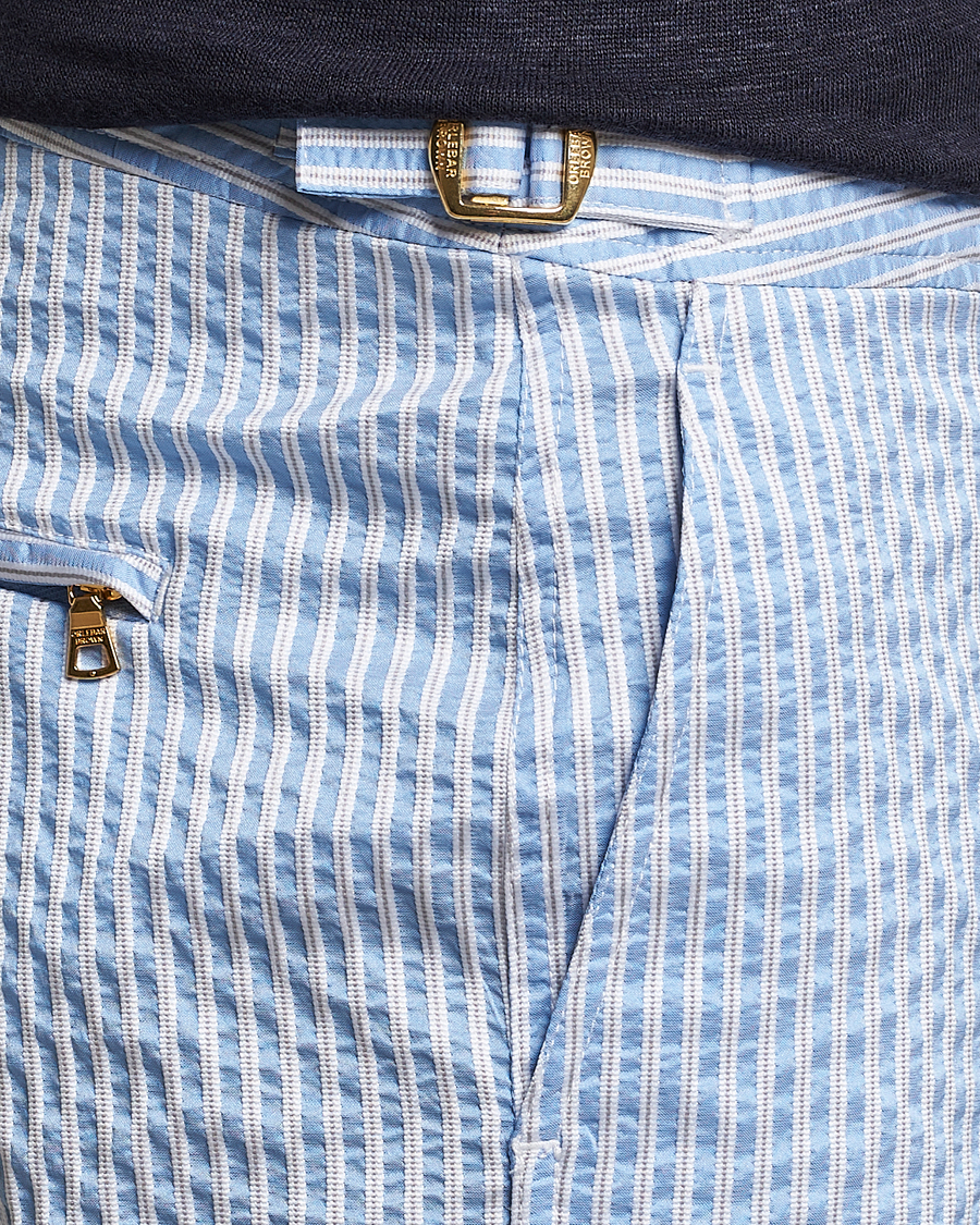 Hombres | Bañadores | Orlebar Brown | Bulldog Classic Stripe Swimshorts White/Light Island Sky