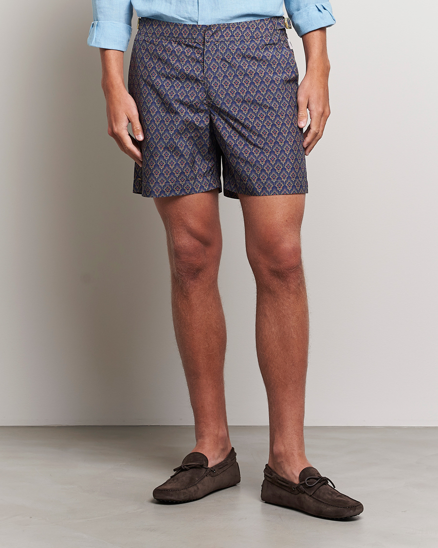 Hombres | Bañadores | Orlebar Brown | Bulldog Sunny Deco Printed Swimshorts Midnight Navy