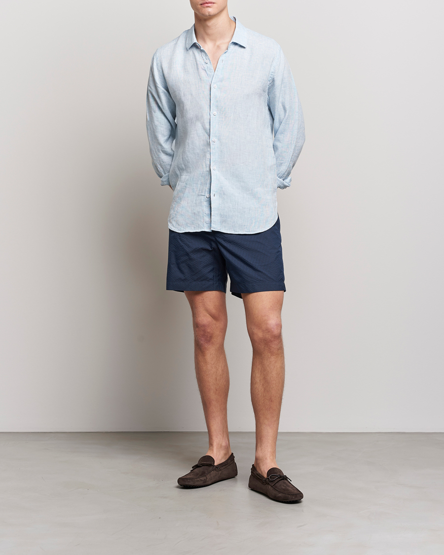 Hombres | Bañadores | Orlebar Brown | Bulldog Tonal Seersucker Swimshorts Night Iris