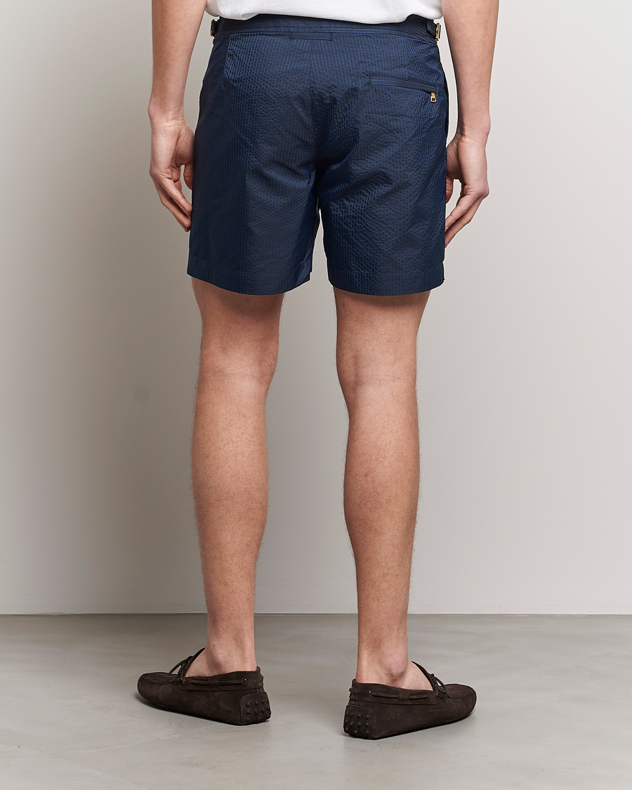 Hombres | Bañadores | Orlebar Brown | Bulldog Tonal Seersucker Swimshorts Night Iris