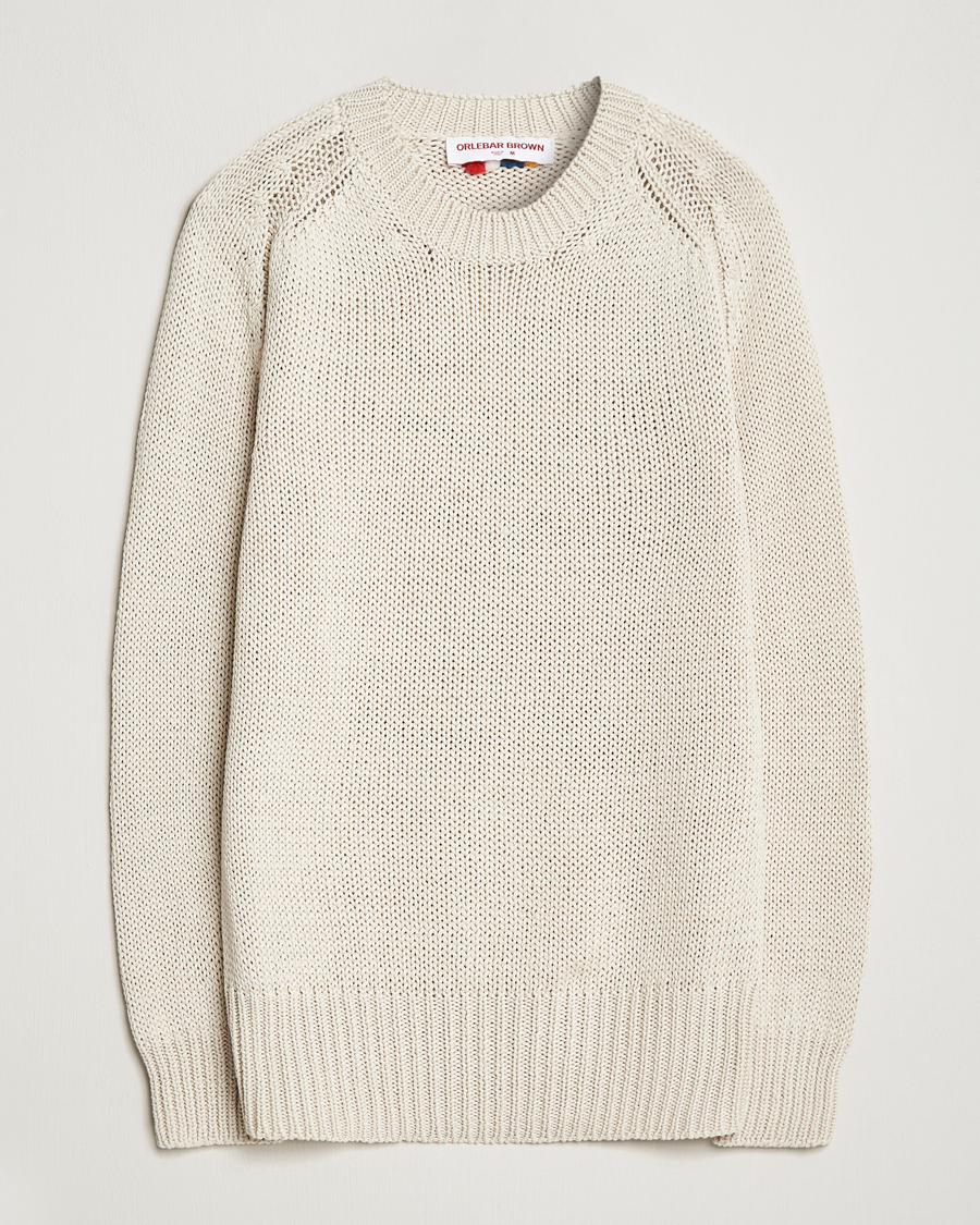 Hombres | Jerséis y prendas de punto | Orlebar Brown | Lippen Organic Cotton Sweatshirt White Sand