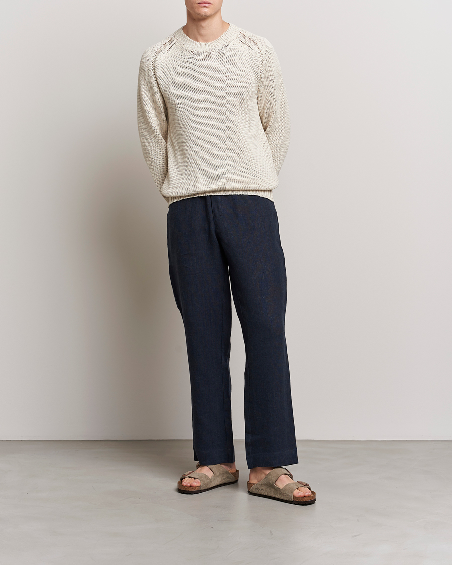 Hombres | Jerséis y prendas de punto | Orlebar Brown | Lippen Organic Cotton Sweatshirt White Sand