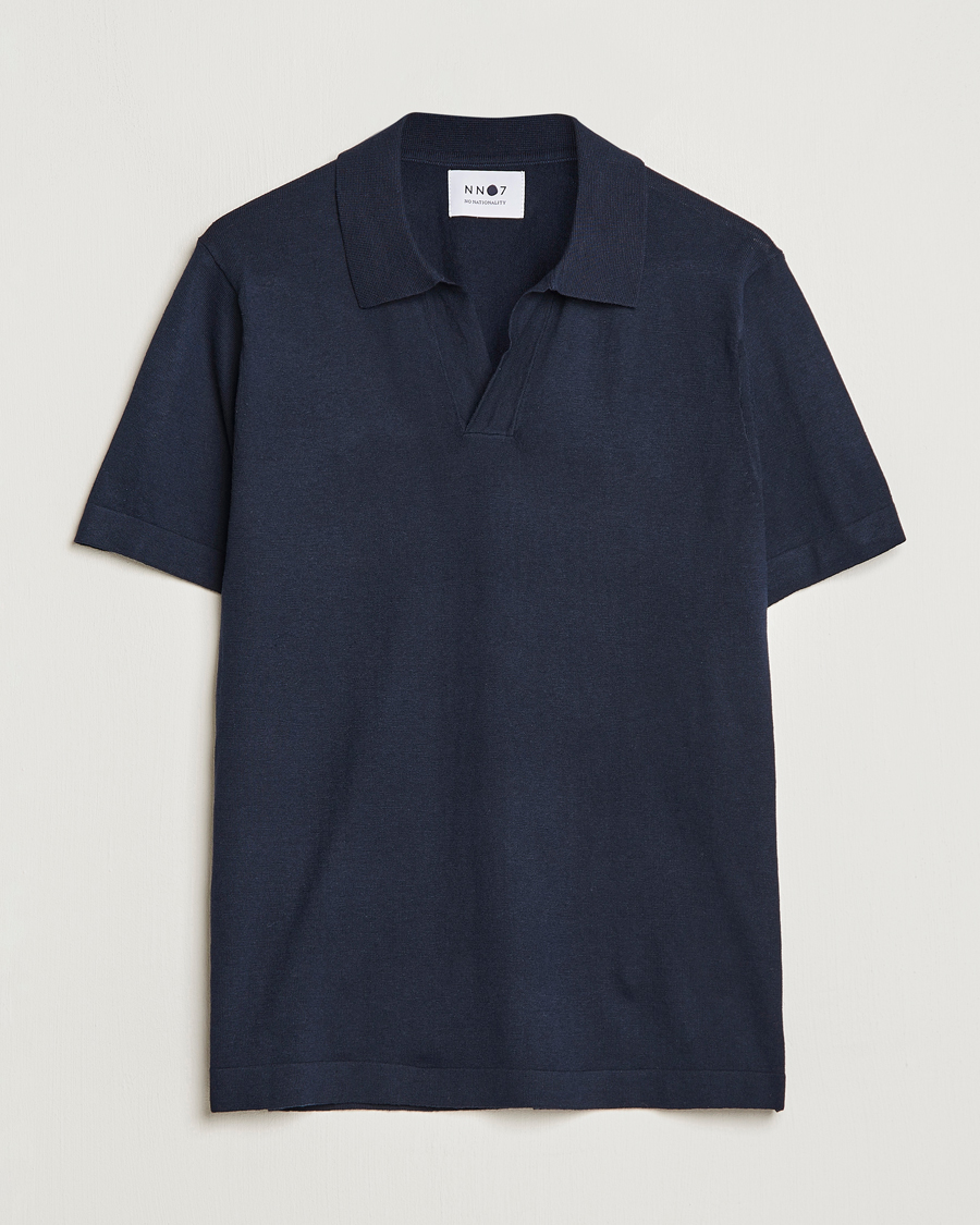 Hombres | Polos | NN07 | Ryan Cotton/Linen Polo Navy Blue