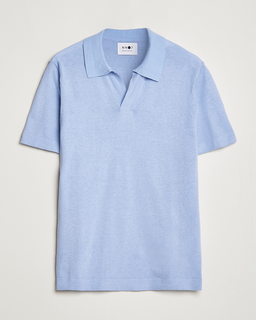 Hombres | Polos | NN07 | Ryan Cotton/Linen Polo Brunnera Blue