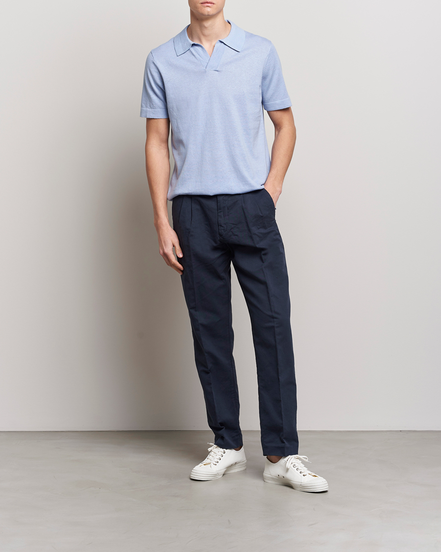 Hombres | Polos | NN07 | Ryan Cotton/Linen Polo Brunnera Blue