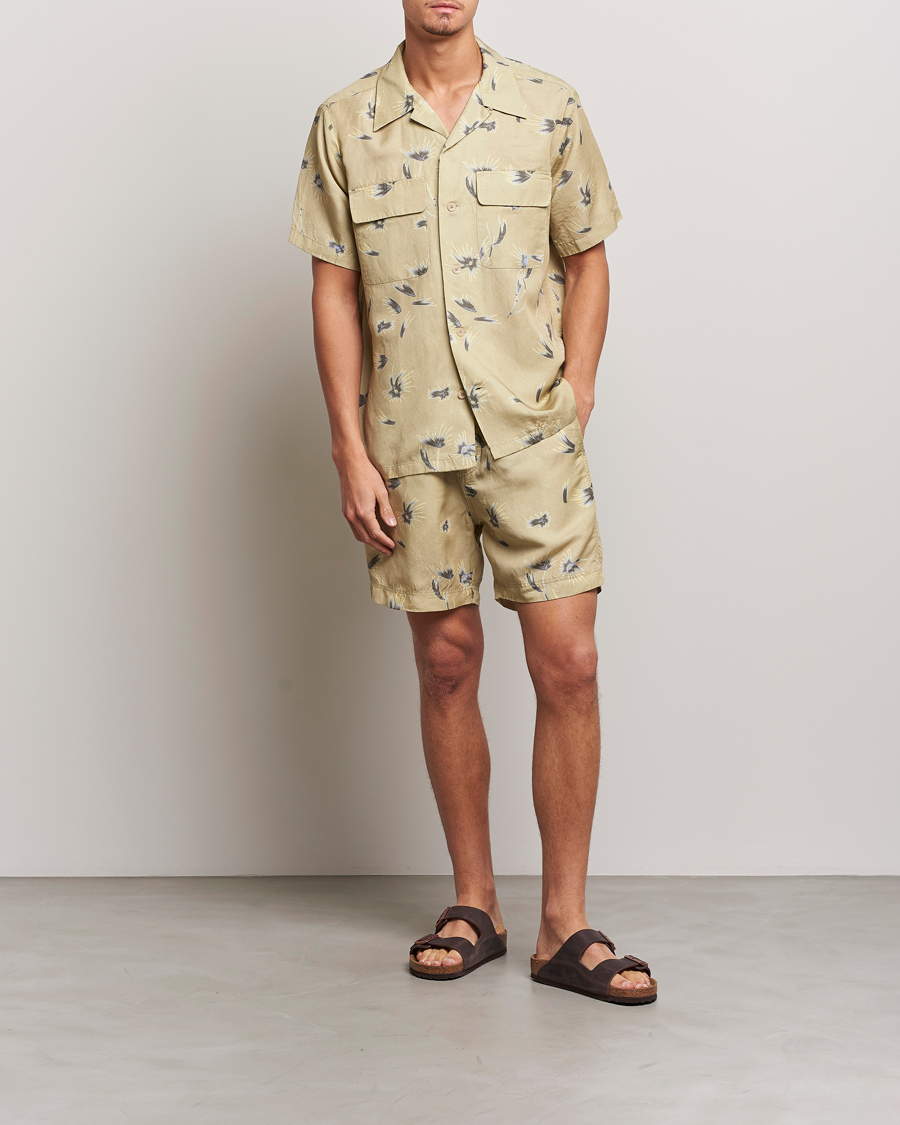 Hombres | Pantalones cortos | NN07 | Warren Tencel/Linen Printed Shorts Pale Olive