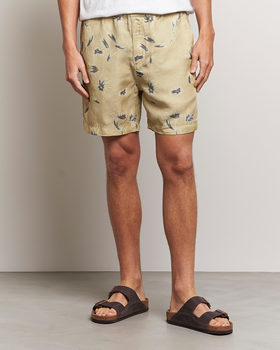 Hombres | Pantalones cortos | NN07 | Warren Tencel/Linen Printed Shorts Pale Olive