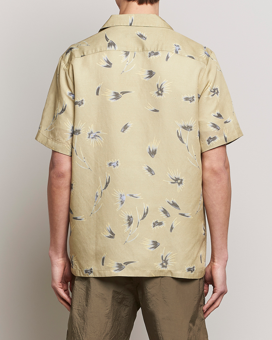 Hombres | Camisas | NN07 | Daniel Short Sleeve Tencel/Linen Printed Shirt Pale Olive