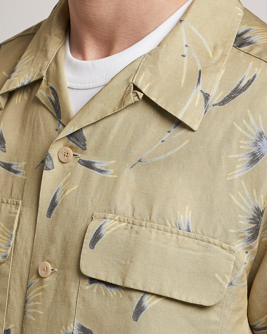 Hombres | Camisas | NN07 | Daniel Short Sleeve Tencel/Linen Printed Shirt Pale Olive