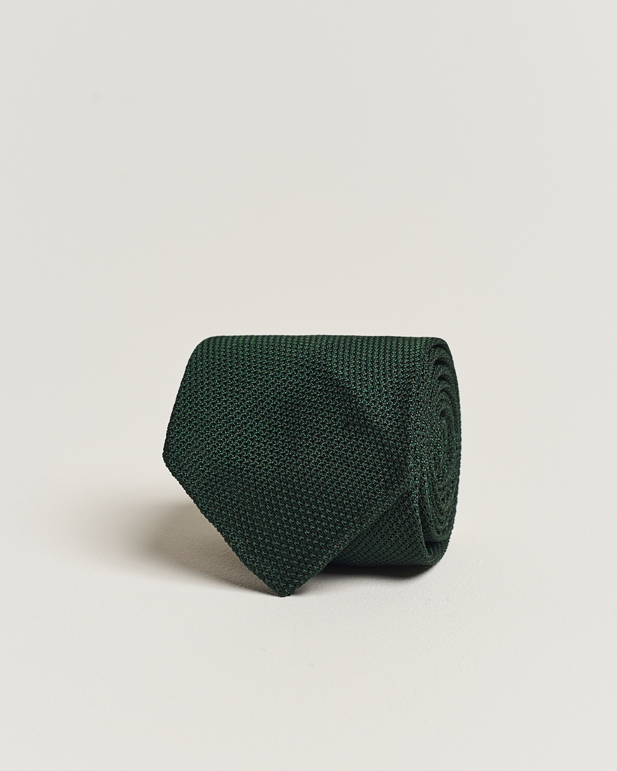 Hombres | Corbatas | Finamore Napoli | Grenadine Silk Tie Forest Green