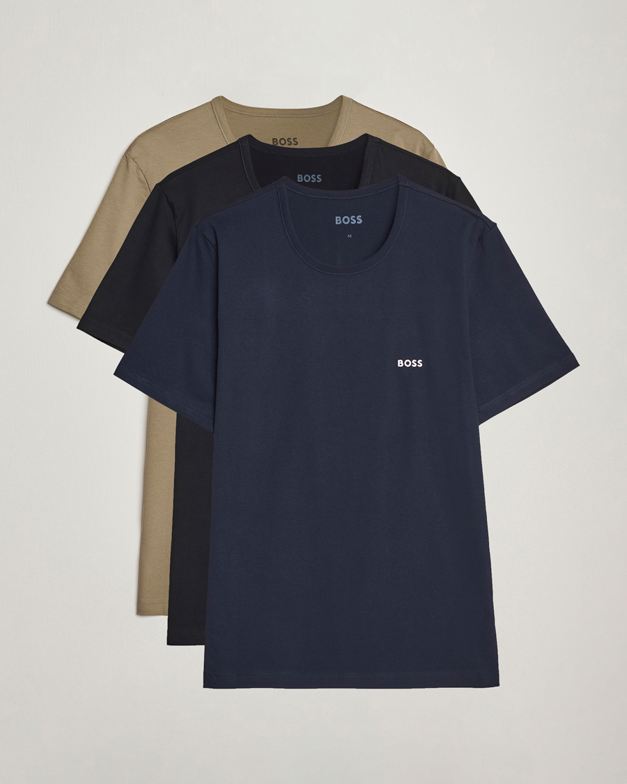 Hombres | Camisetas | BOSS BLACK | 3-Pack Crew Neck T-Shirt Green/Black/Navy