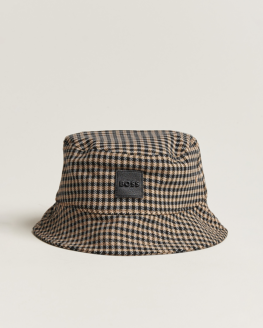Hombres | BOSS BLACK Saul Checked Bucket Hat Medium Beige | BOSS BLACK | Saul Checked Bucket Hat Medium Beige
