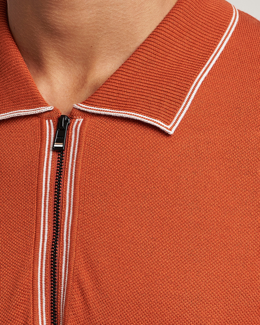 Hombres | Polos | BOSS BLACK | Oleonardo Knitted Half Zip Polo Dark Orange