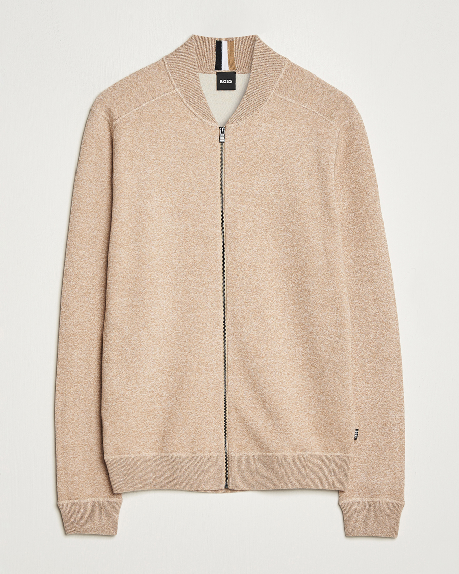 Hombres | Jerséis y prendas de punto | BOSS BLACK | Onorto Full Zip Sweater Medium Beige