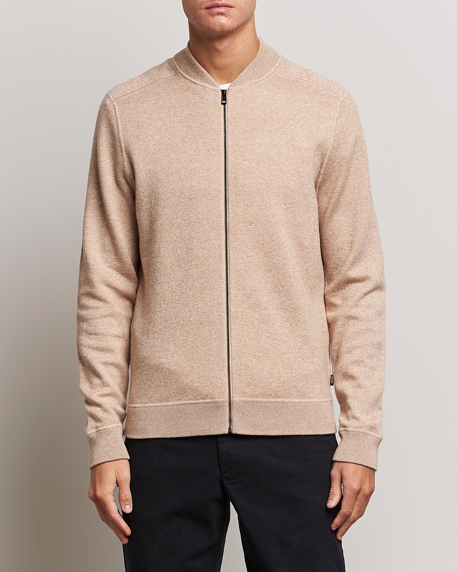 Hombres | Jerséis y prendas de punto | BOSS BLACK | Onorto Full Zip Sweater Medium Beige