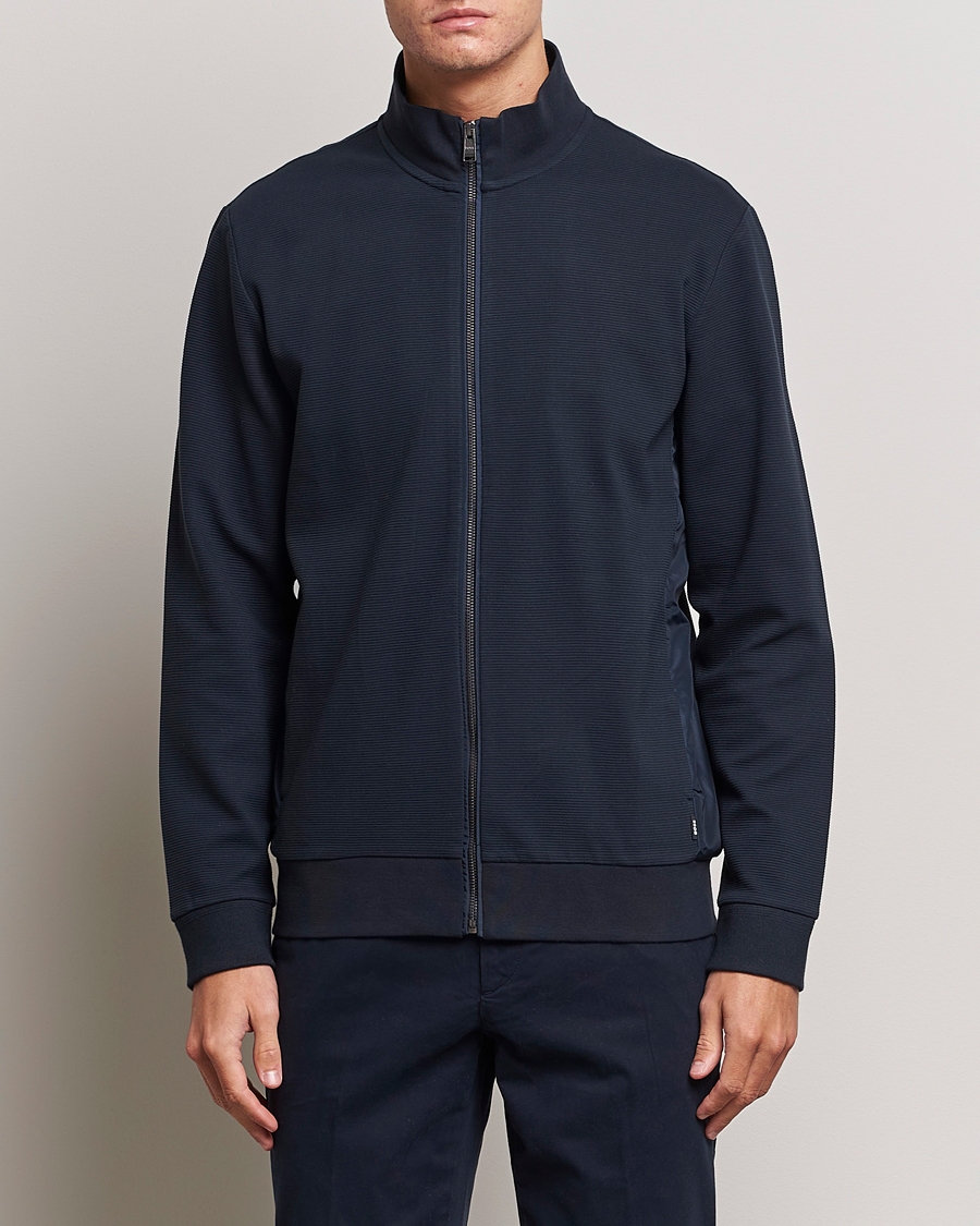 Hombres | Jerséis y prendas de punto | BOSS BLACK | Shepherd Full Zip Sweater Dark Blue