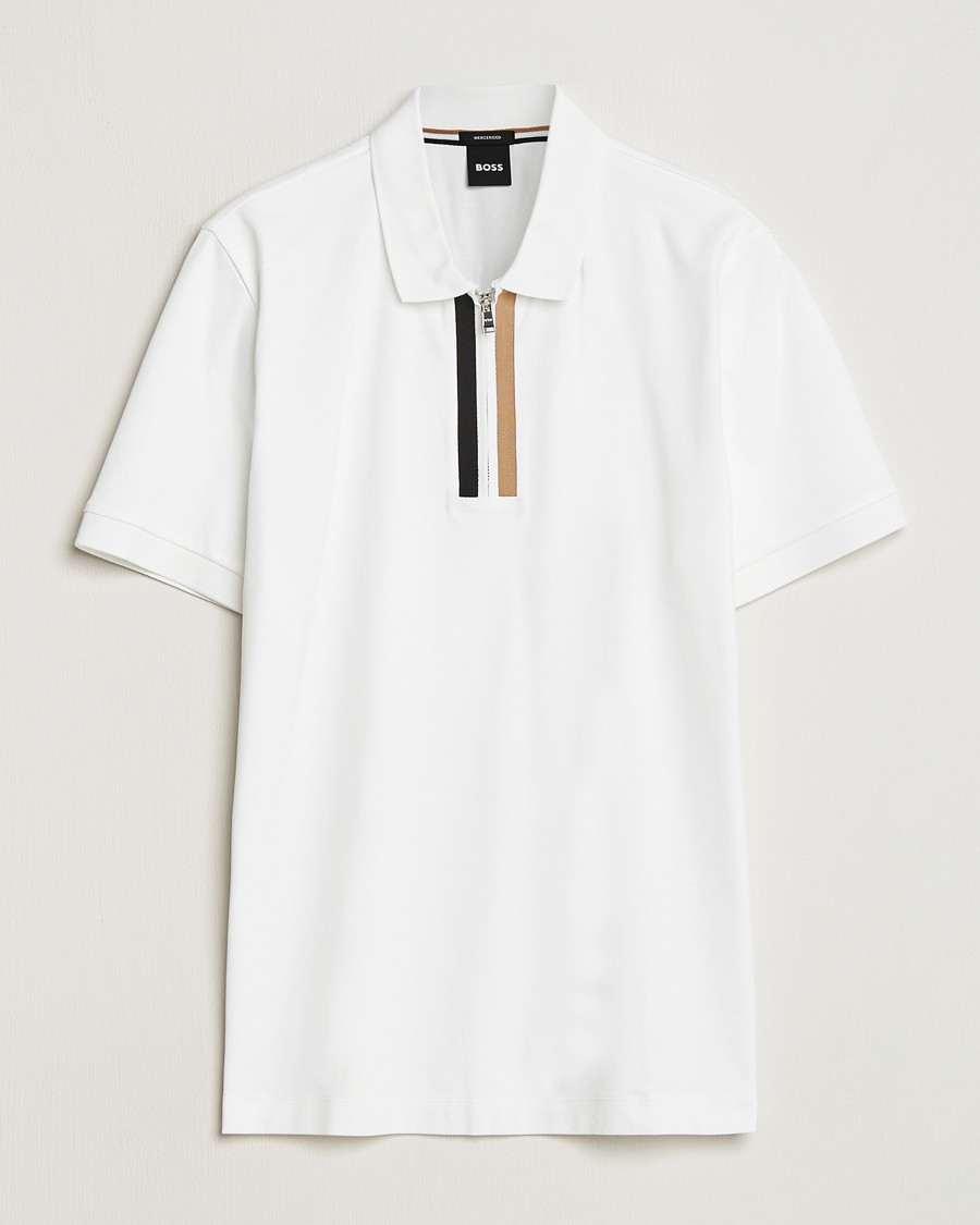 Hombres | Polos | BOSS BLACK | Paras Half Zip Polo White