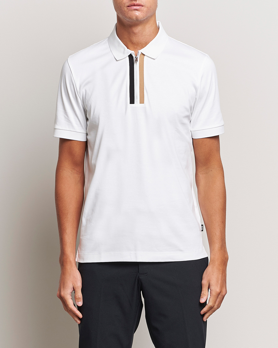 Hombres | Polos | BOSS BLACK | Paras Half Zip Polo White