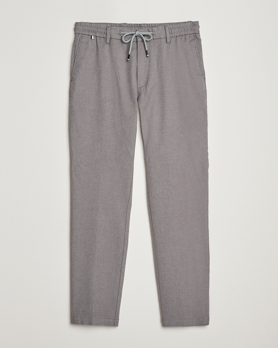 Hombres | Pantalones | BOSS BLACK | Kane Pleated Drawstring Trousers Silver