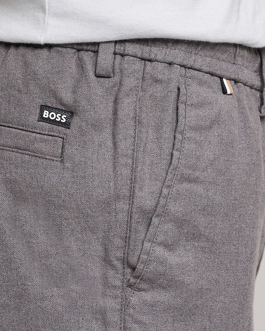 Hombres | Pantalones | BOSS BLACK | Kane Pleated Drawstring Trousers Silver