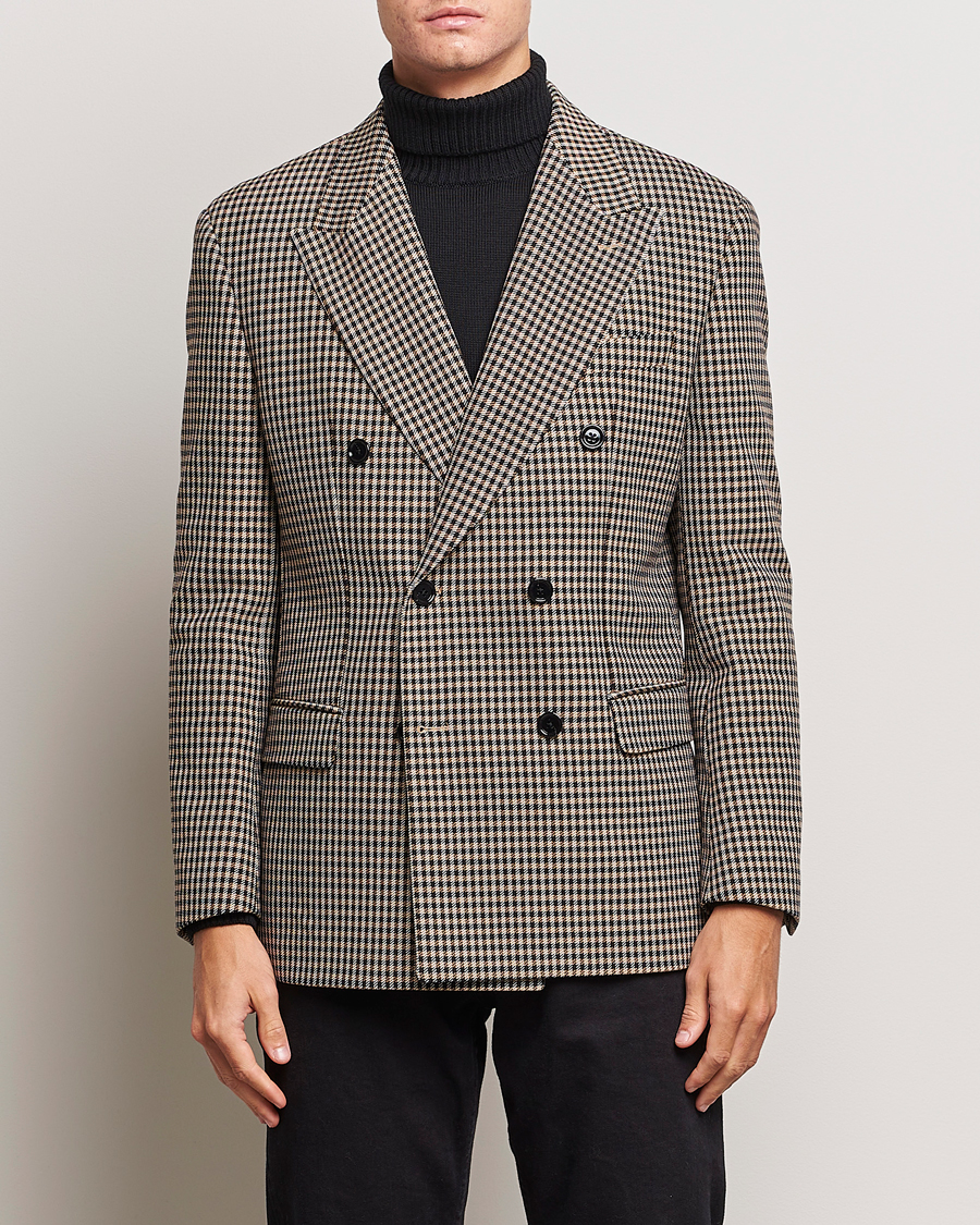 Hombres | Blazers | BOSS BLACK | Carper Tweed Checked Double Breasted Blazer Beige