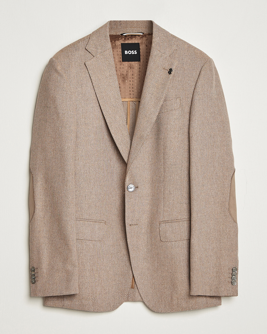 Hombres | Blazers | BOSS BLACK | Huston Herringbone Blazer Medium Beige