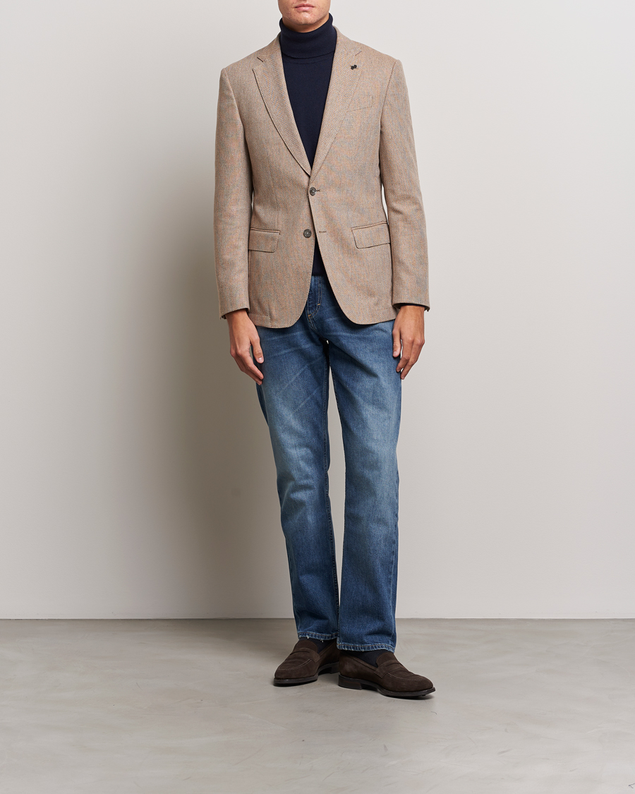 Hombres | Blazers | BOSS BLACK | Huston Herringbone Blazer Medium Beige