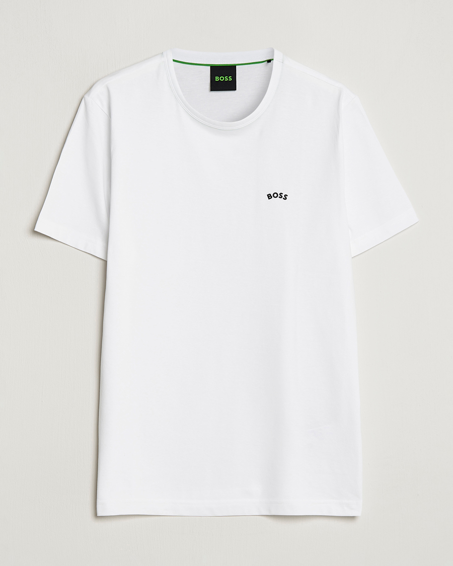 Hombres | Camisetas | BOSS GREEN | Curved Logo Crew Neck T-Shirt Natural