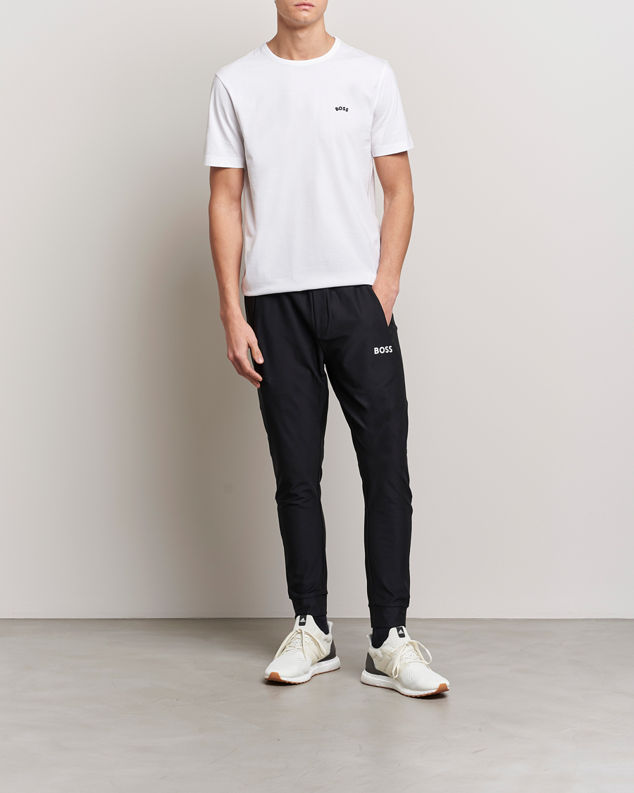 Hombres | Camisetas | BOSS GREEN | Curved Logo Crew Neck T-Shirt Natural