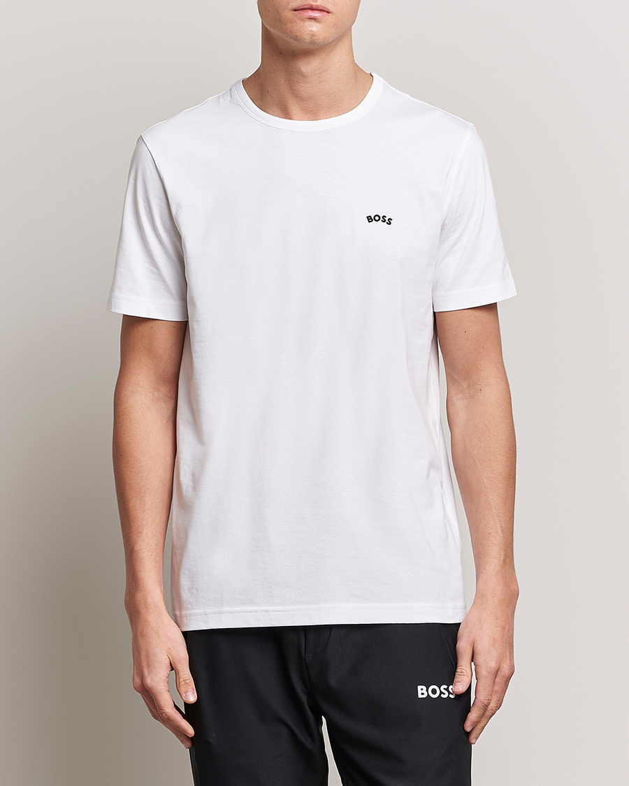 Hombres | Camisetas | BOSS GREEN | Curved Logo Crew Neck T-Shirt Natural