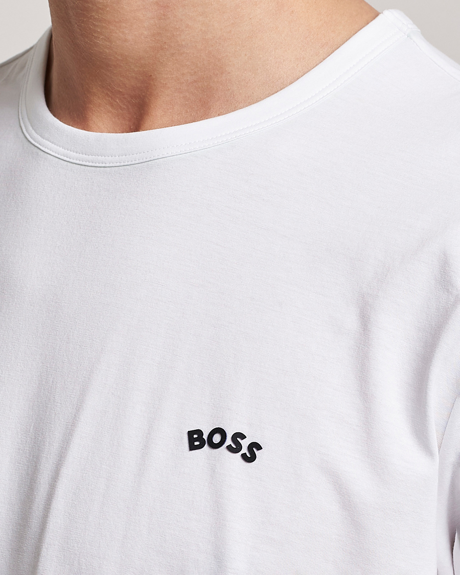 Hombres | Camisetas | BOSS GREEN | Curved Logo Crew Neck T-Shirt Natural