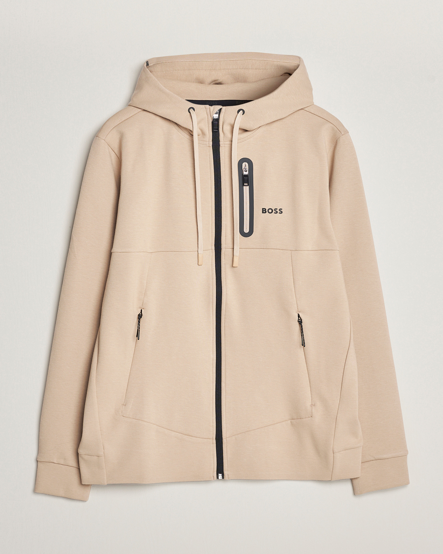 Hombres | Jerséis y prendas de punto | BOSS GREEN | Sariq Full Zip Hooded Sweater Medium Beige