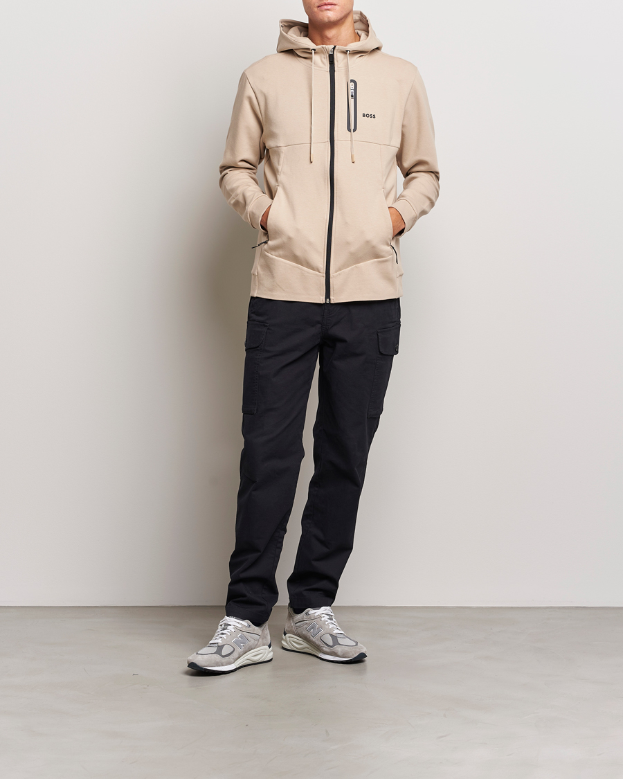 Hombres | Jerséis y prendas de punto | BOSS GREEN | Sariq Full Zip Hooded Sweater Medium Beige