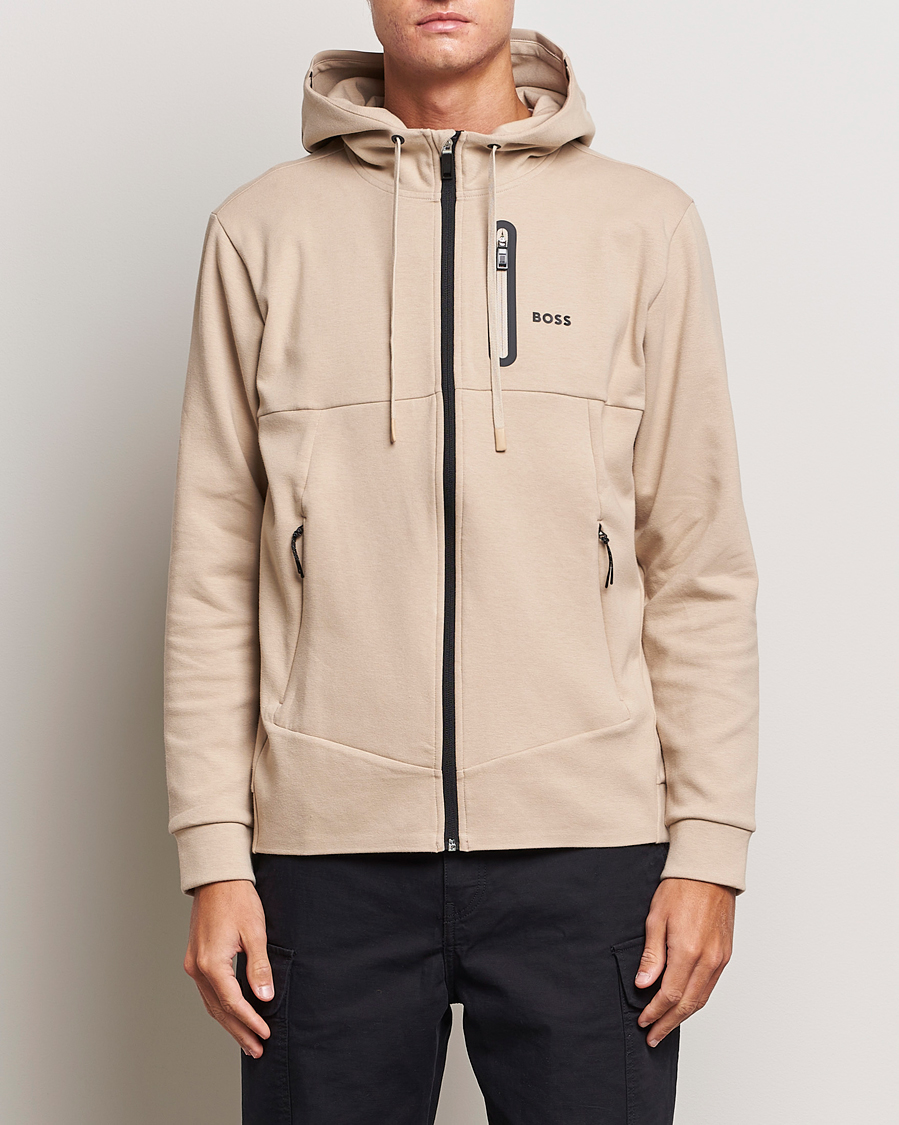 Hombres | Jerséis y prendas de punto | BOSS GREEN | Sariq Full Zip Hooded Sweater Medium Beige