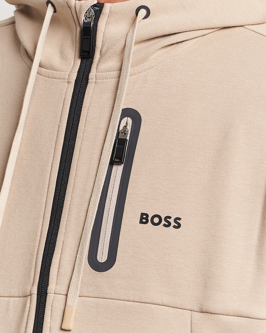 Hombres | Jerséis y prendas de punto | BOSS GREEN | Sariq Full Zip Hooded Sweater Medium Beige
