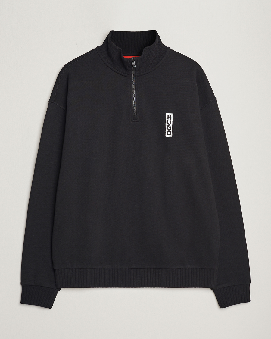 Hombres | Jerséis y prendas de punto | HUGO | Dutzagata Logo Half Zip Sweater Black