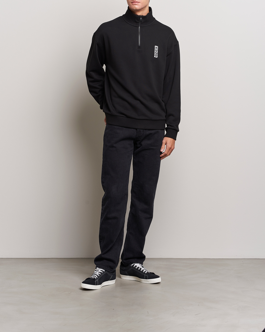 Hombres | Jerséis y prendas de punto | HUGO | Dutzagata Logo Half Zip Sweater Black