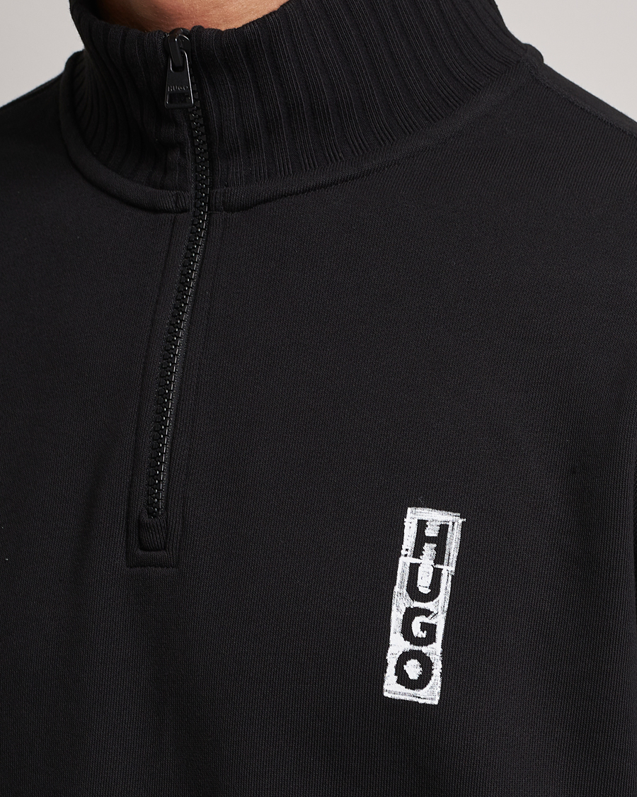 Hombres | Jerséis y prendas de punto | HUGO | Dutzagata Logo Half Zip Sweater Black
