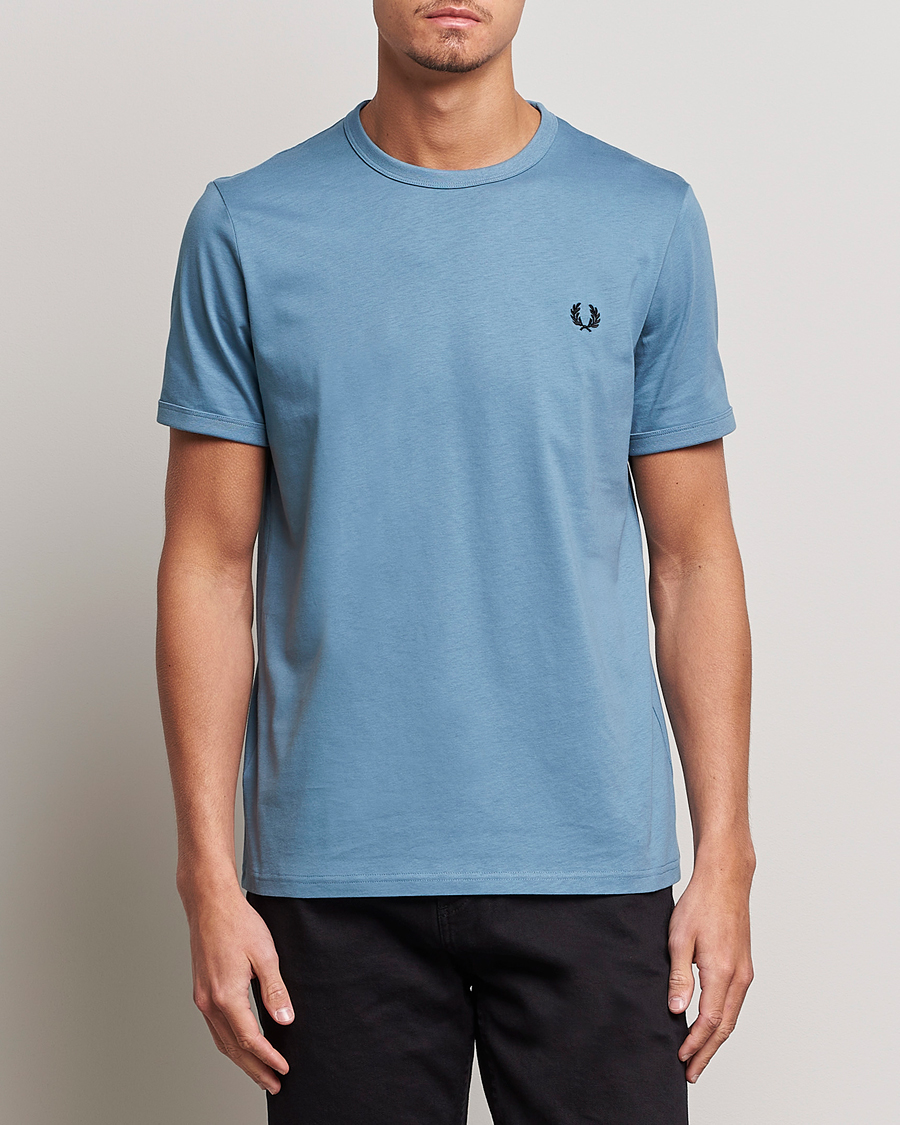 Hombres | Camisetas | Fred Perry | Ringer Cotton T-Shirt Ash Blue