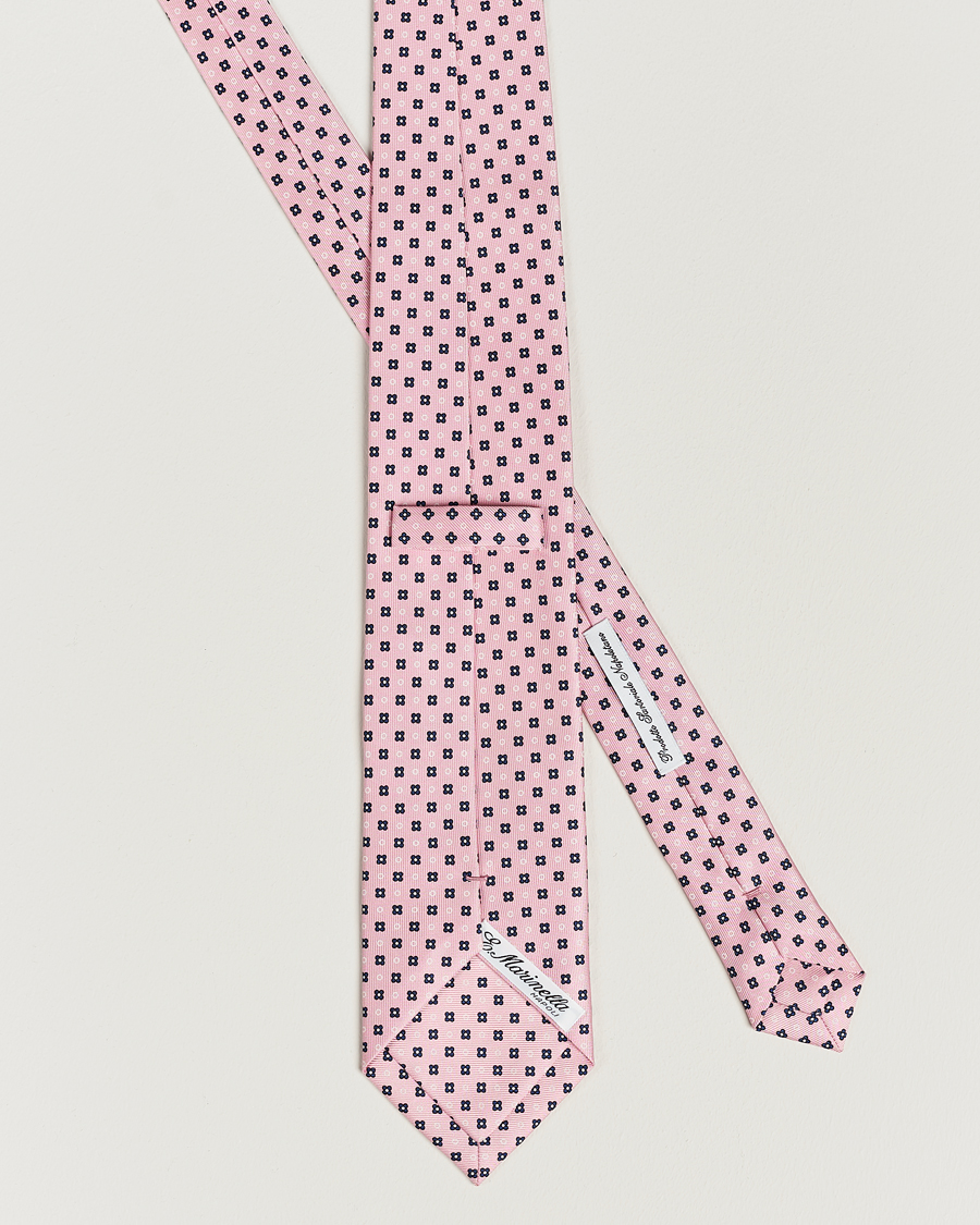 Hombres | E. Marinella 3-Fold Printed Silk Tie Pink | E. Marinella | 3-Fold Printed Silk Tie Pink