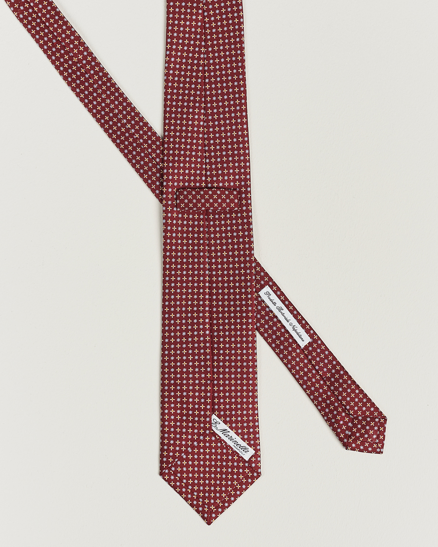 Hombres | E. Marinella 3-Fold Printed Silk Tie Burgundy | E. Marinella | 3-Fold Printed Silk Tie Burgundy