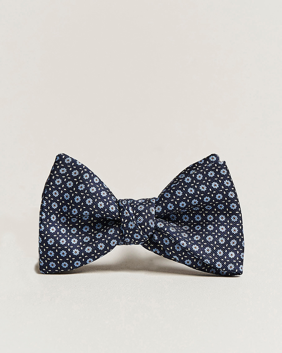 Hombres | E. Marinella Printed Silk Bow Tie Navy | E. Marinella | Printed Silk Bow Tie Navy