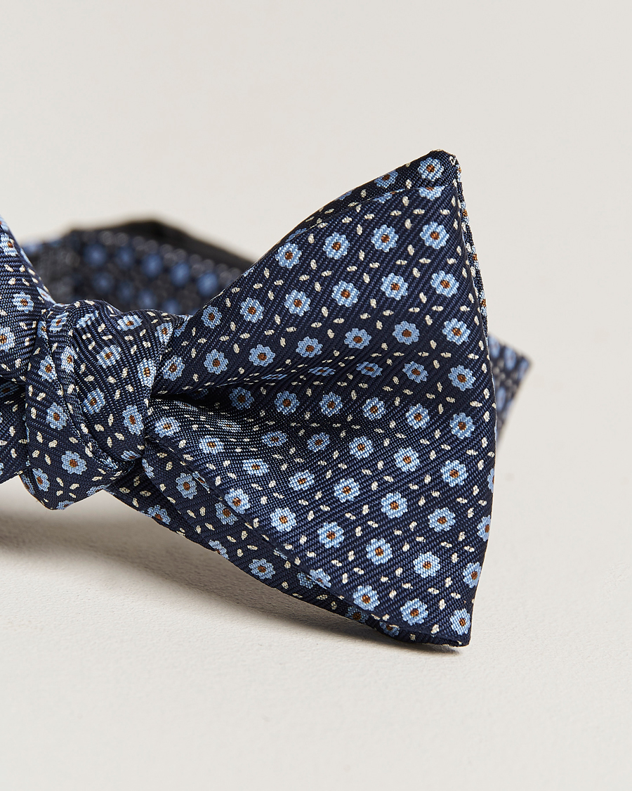 Hombres | E. Marinella Printed Silk Bow Tie Navy | E. Marinella | Printed Silk Bow Tie Navy