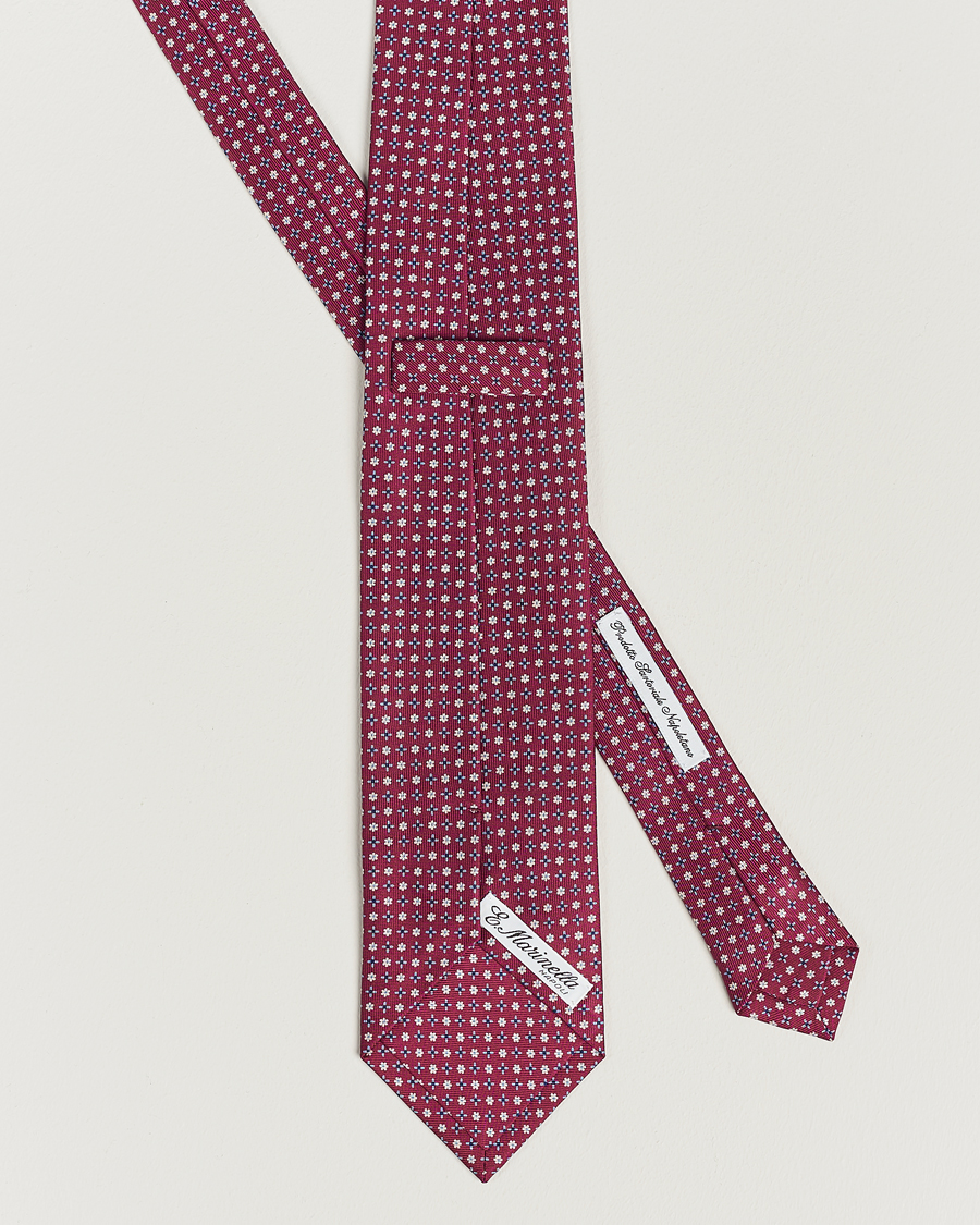 Hombres | E. Marinella 3-Fold Printed Silk Tie Dark Pink | E. Marinella | 3-Fold Printed Silk Tie Dark Pink