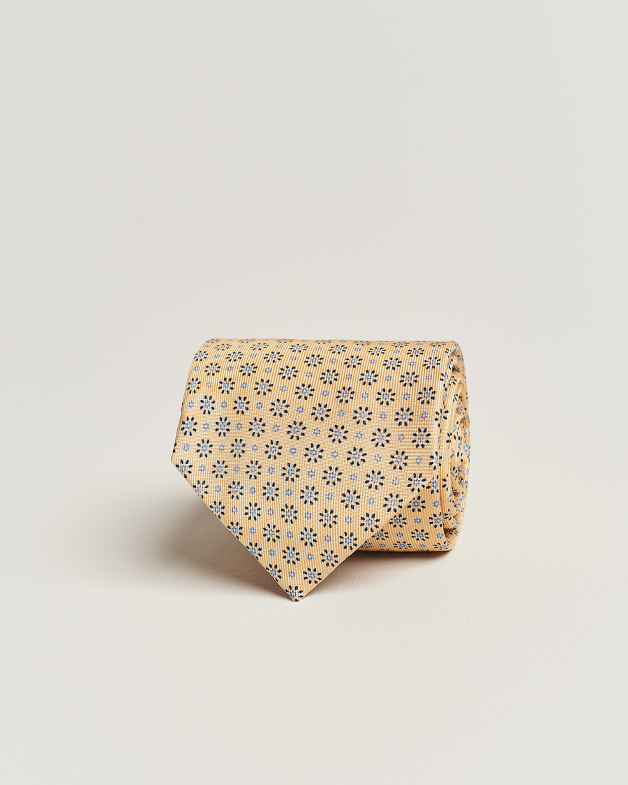 Hombres | E. Marinella 3-Fold Printed Silk Tie Pale Yellow | E. Marinella | 3-Fold Printed Silk Tie Pale Yellow