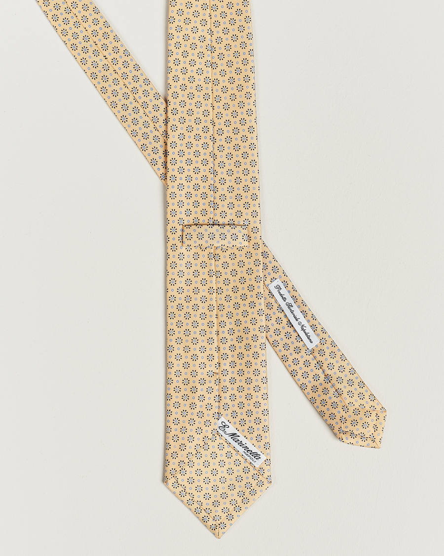 Hombres | E. Marinella 3-Fold Printed Silk Tie Pale Yellow | E. Marinella | 3-Fold Printed Silk Tie Pale Yellow