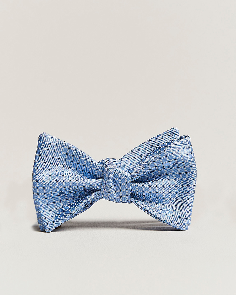 Hombres | E. Marinella Printed Silk Bow Tie Light Blue | E. Marinella | Printed Silk Bow Tie Light Blue