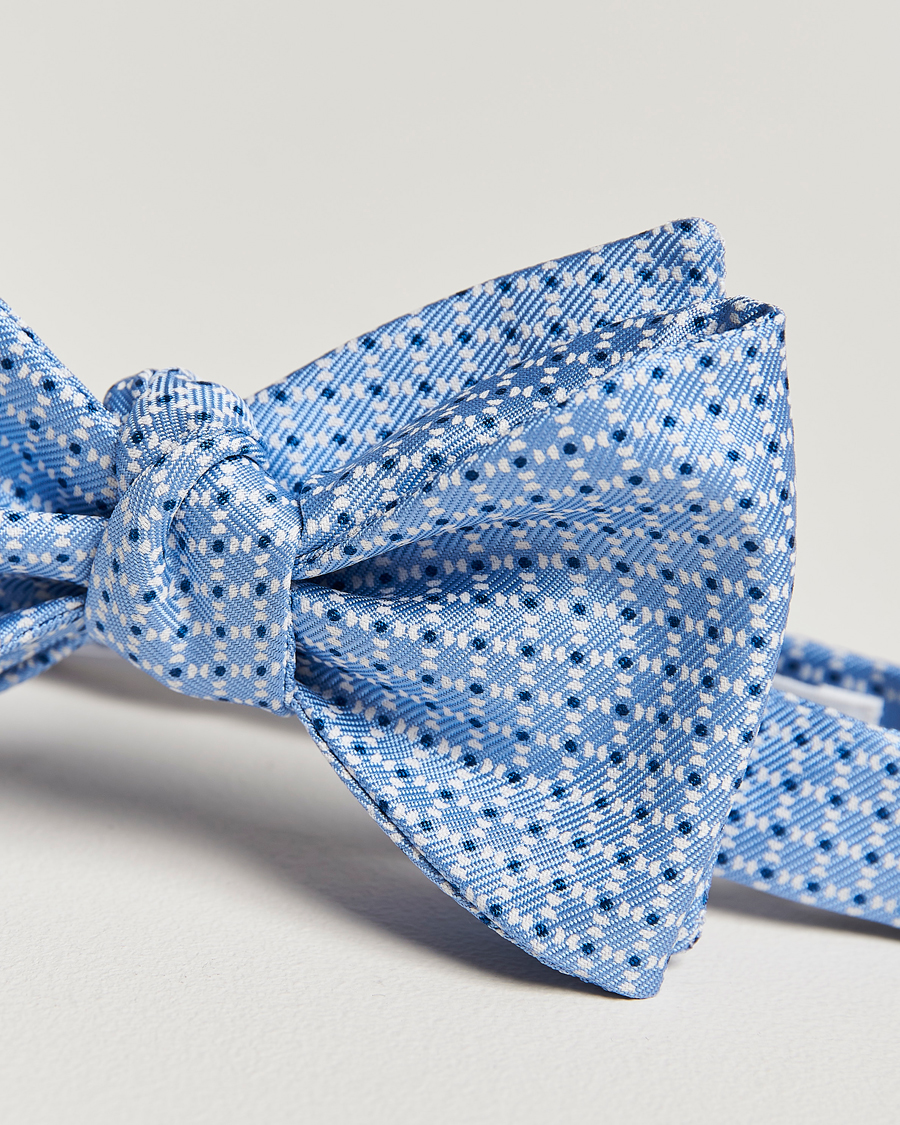 Hombres | E. Marinella Printed Silk Bow Tie Light Blue | E. Marinella | Printed Silk Bow Tie Light Blue